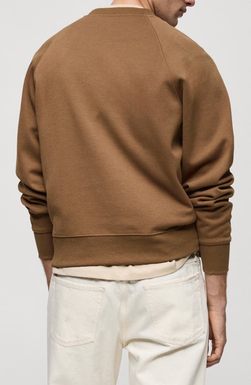 Mango Relaxed Fit Crewneck Sweatshirt In Medium Brown