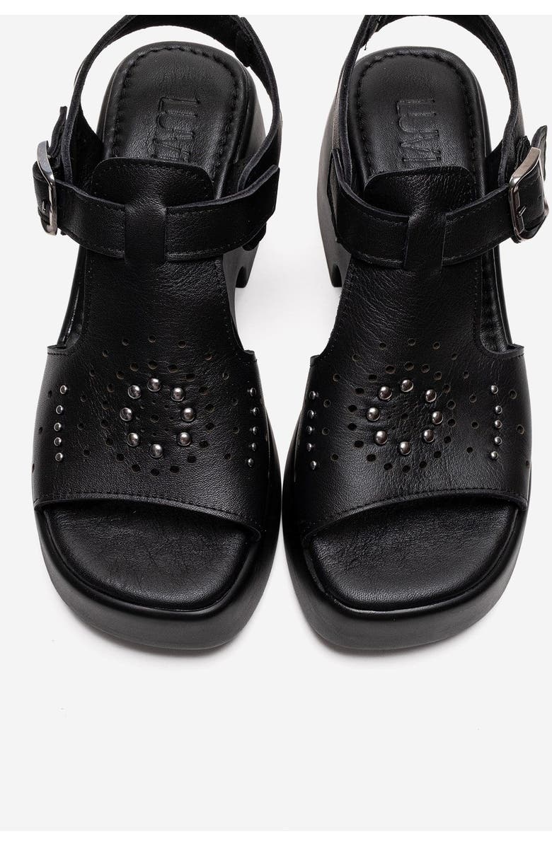Forever & Always Shoes Romina Leather Platform Sandal, Alternate, color, Black