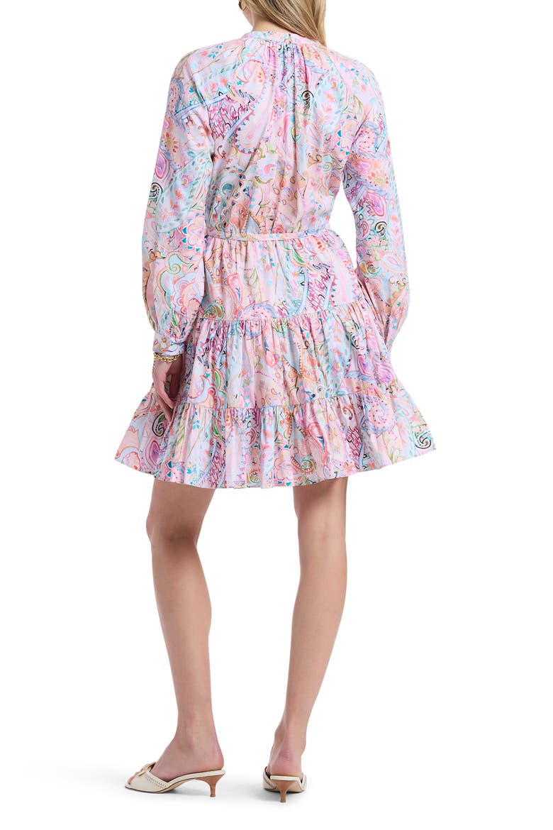 Sydney Paisley Long Sleeve Tiered Shirtdress, Alternate, color, PINK MULTI