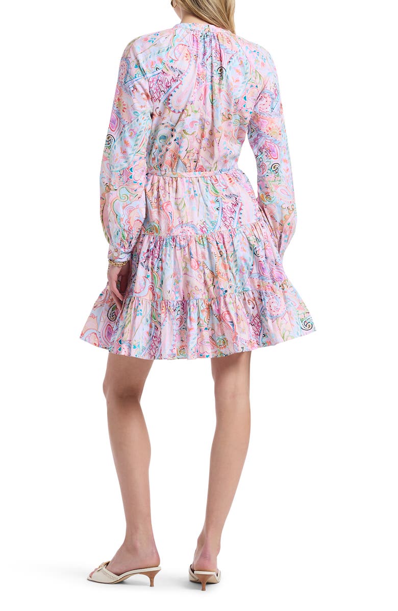 Robert Graham Sydney Paisley Long Sleeve Tiered Shirtdress, Alternate, color, Pink Multi