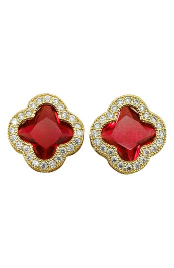 Panacea Crystal Halo Clover Stud Earrings
