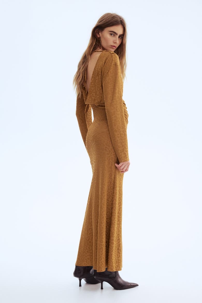 Draped Midi Dress, Main, color, Dark beige