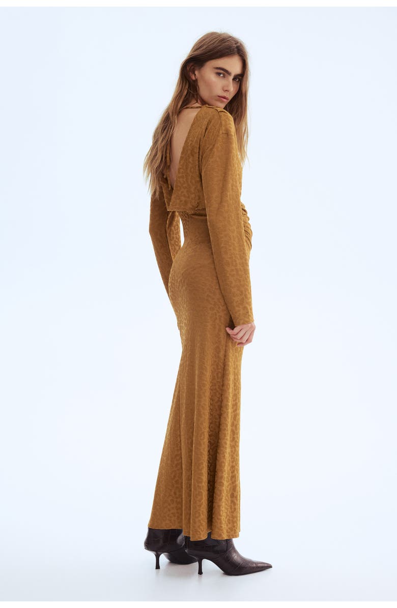 H&M Draped Midi Dress, Main, color, Dark Beige