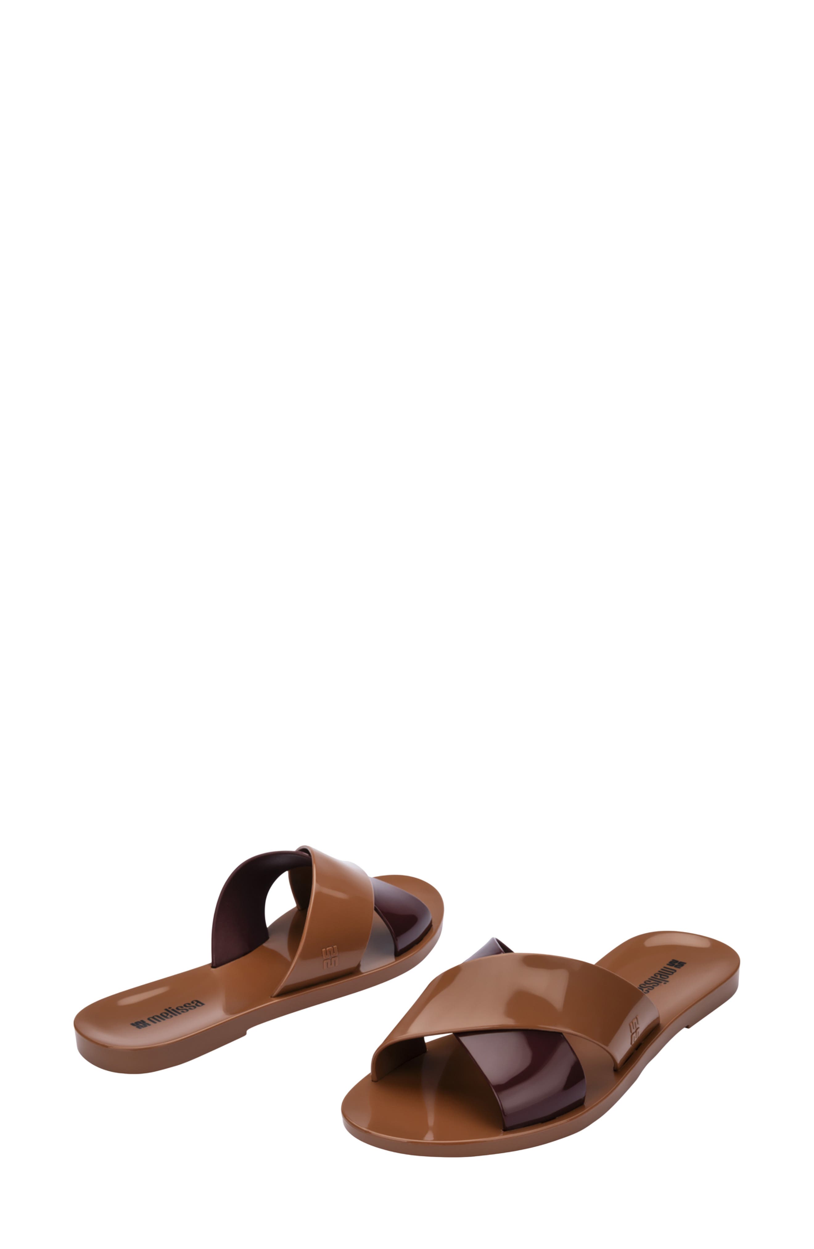 Essential Cross Slide Sandal, Alternate, color, BROWN/ BURGUNDY