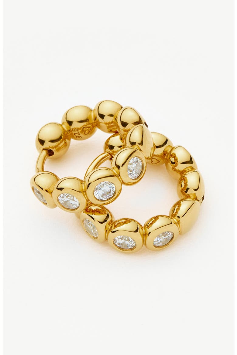 Tennis Cubic Zirconia Huggie Hoop Earrings, Alternate, color, GOLD