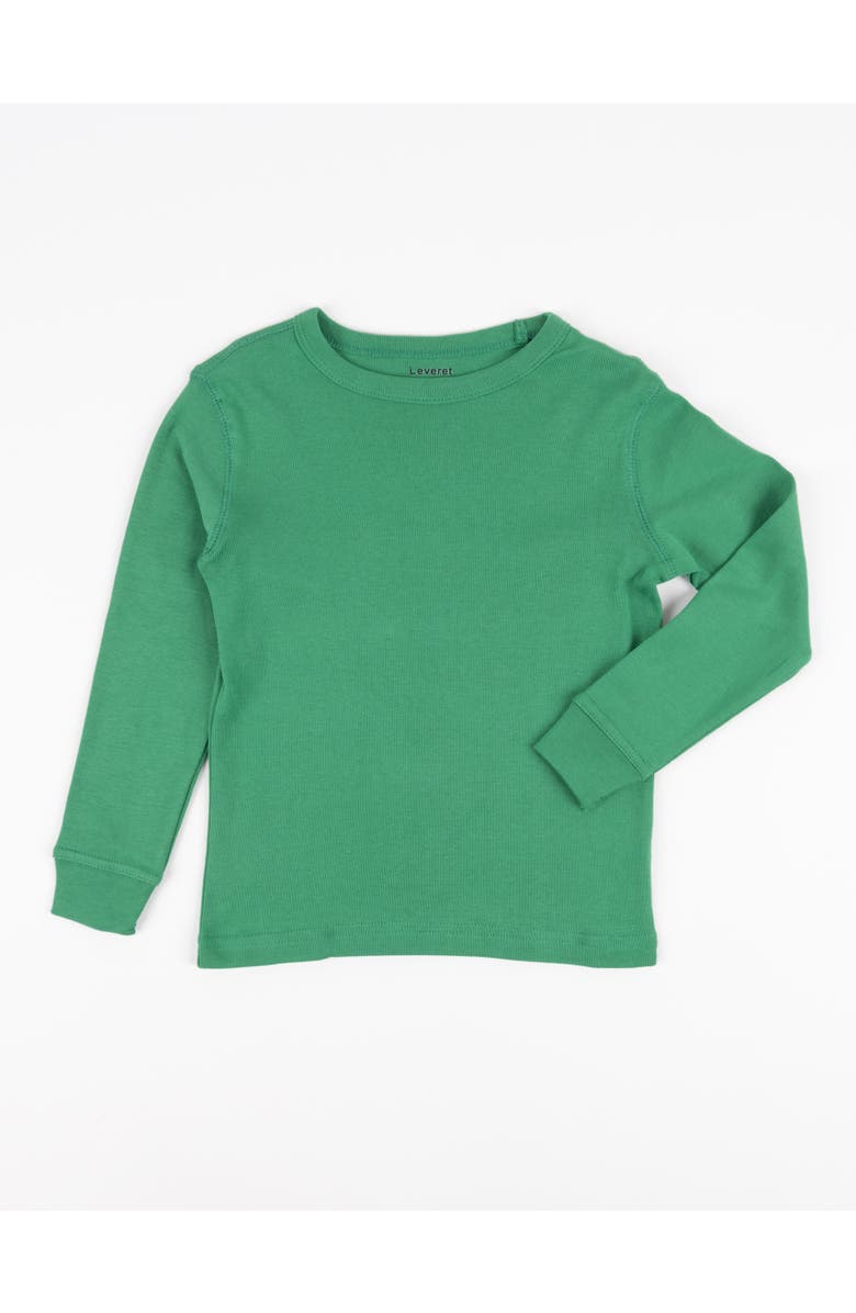 Leveret Kids Long Sleeve T-Shirt, 100% Cotton, Solid Colors, Alternate, color, Green