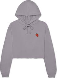 Dalix Strawberry Cropped Fleece Hoodie