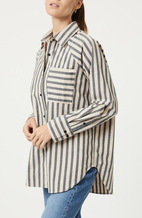 Mavi Jeans Oversize Stripe Long Sleeve Button-up Shirt In Beige Bold Stripe