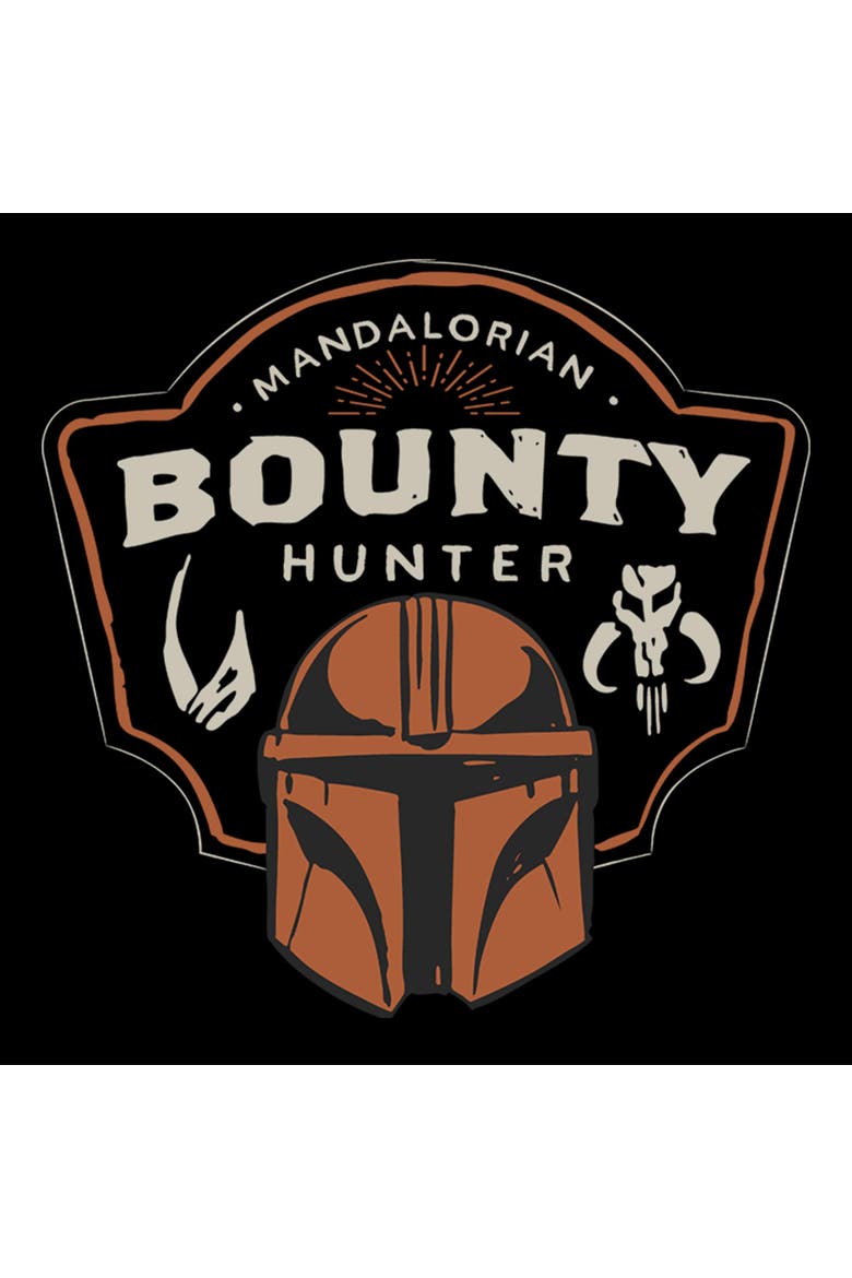 Juniors Star Wars The Mandalorian and Grogu Bounty Hunter Logo T Shirt, Alternate, color, Black