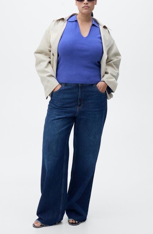 Mango Sleeveless Knit Polo In Blue