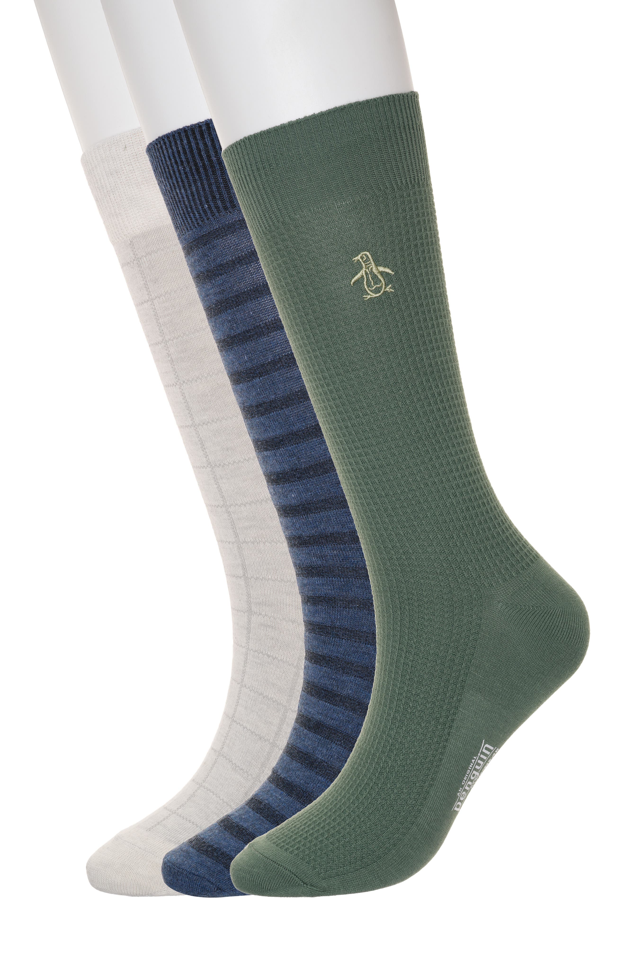 Original Penguin Waffle Knit 3-Pack Crew Socks