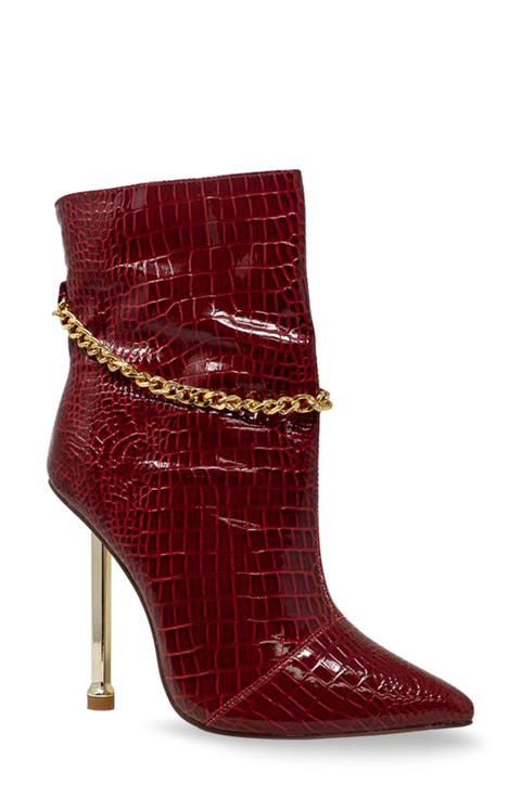 Chain Embellished Stiletto Heel Bootie (Women)