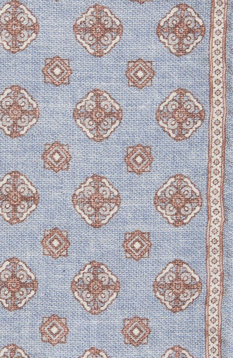 Eleventy Medallion Wool 
Cotton Muslin Pocket Square, Alternate, color, 08-99 Blue/ Crimson