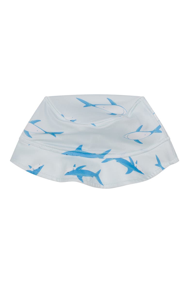 Shark Long Sleeve One-Piece Rashguard Swimsuit & Hat Set, Alternate, color, SHARKS
