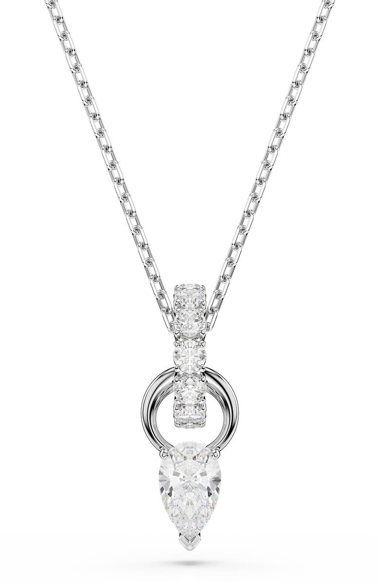 Swarovski Mesmera Drop Earrings & Pendant Necklace Set, Alternate, color, Rhodium/ White