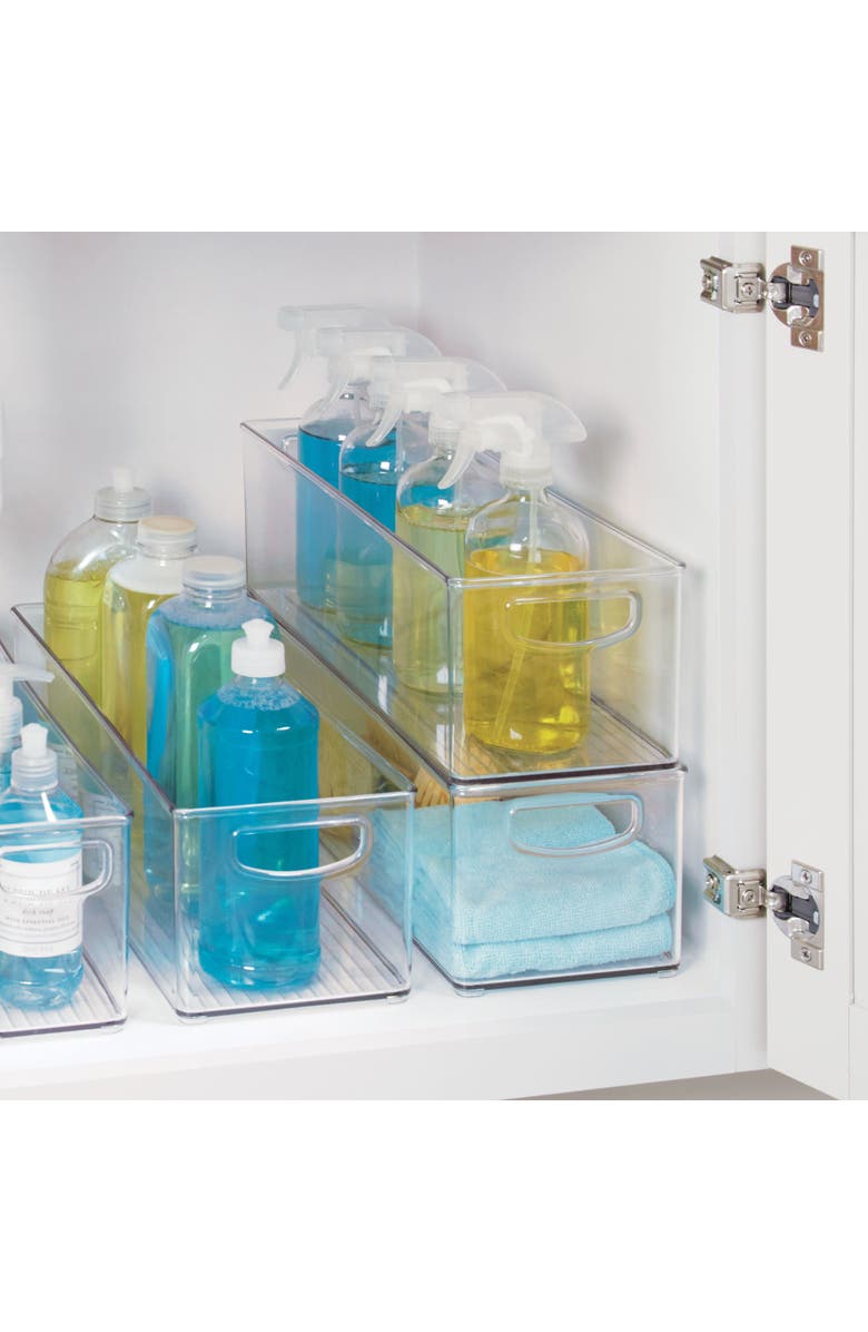 Linus Plastic Stackable Pantry Bin with Handles, Set of 4, Clear, Made in USA, Alternate, color, Clear