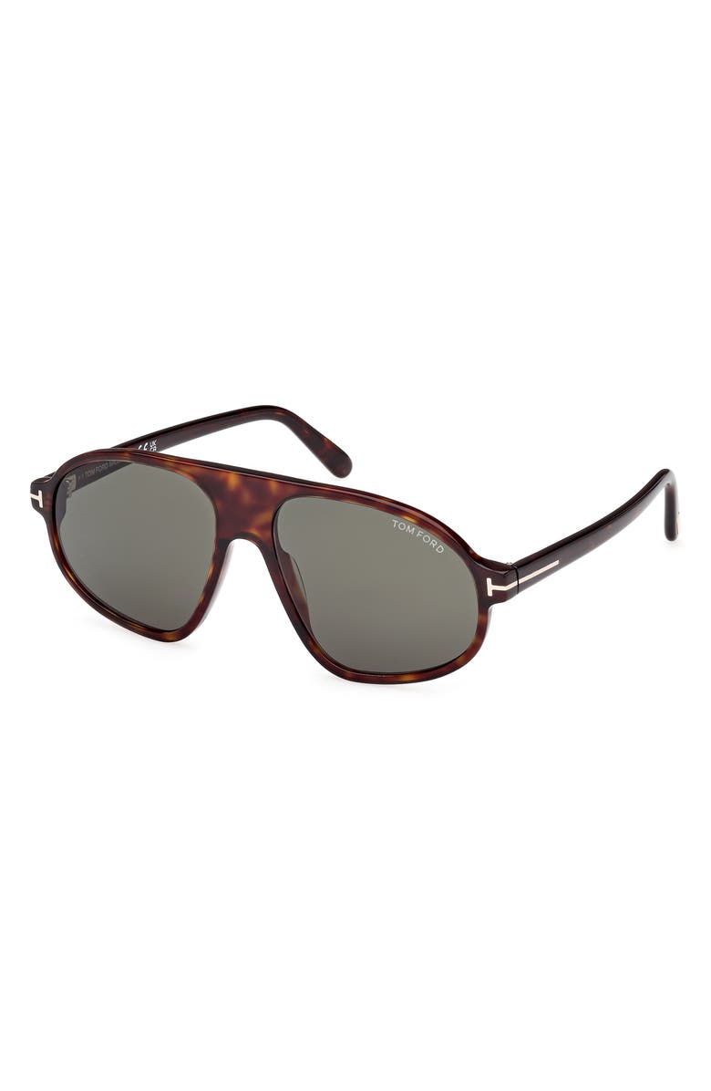 TOM FORD 58mm Pilot Sunglasses, Alternate, color, Dark Havana / Green