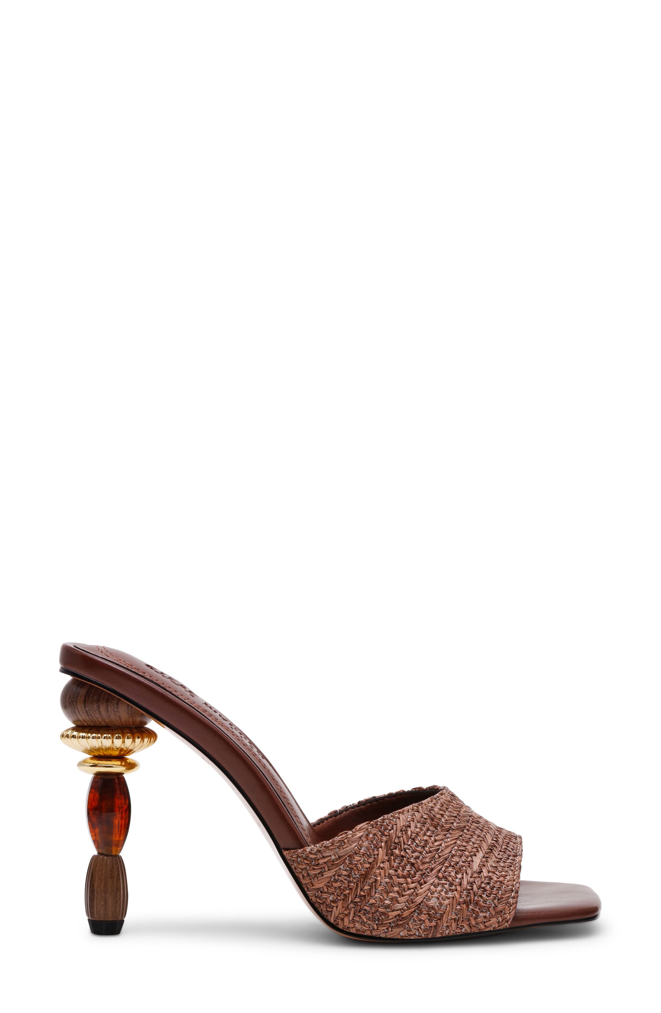 Steve Madden Sia Statement Heel Slide Sandal, Alternate, color, Brown