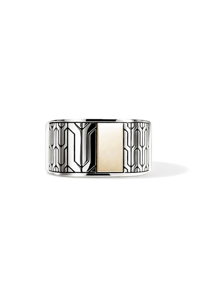 Icon 50 Mixed Metal Signet Ring, Main, color, SILVER AND GOLD