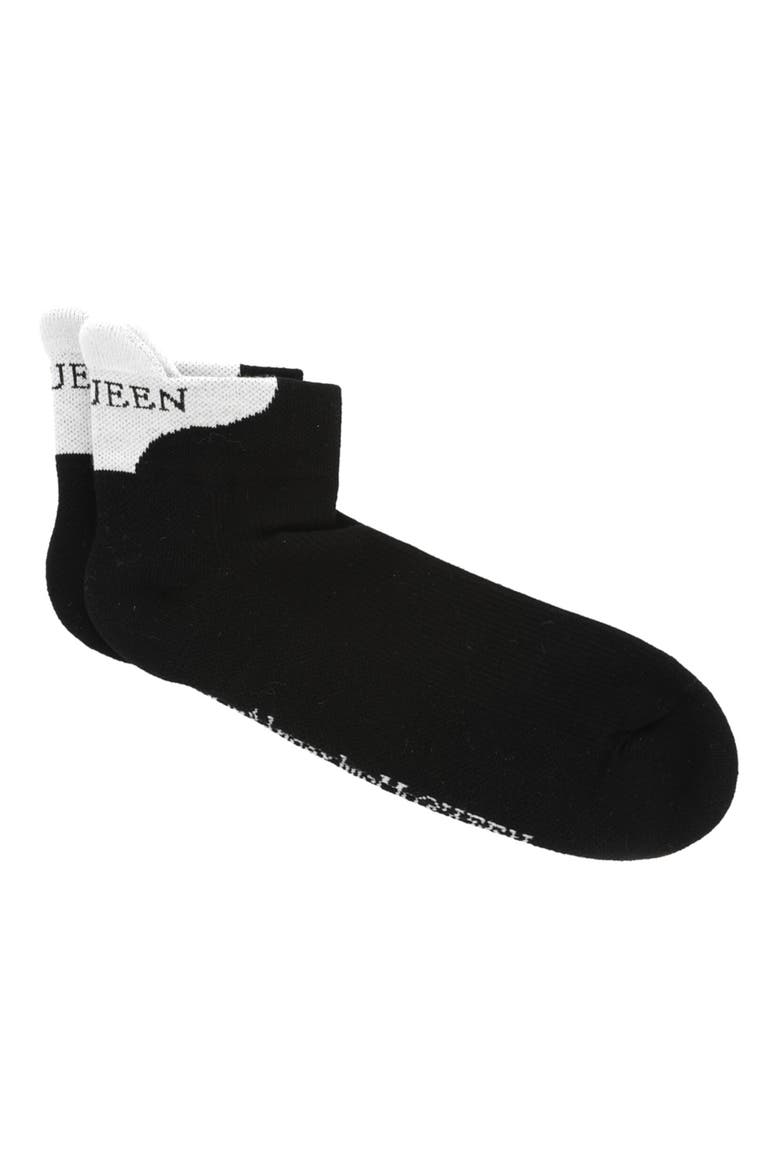 Knit Ankle Socks, Main, color, BLACK IVORY