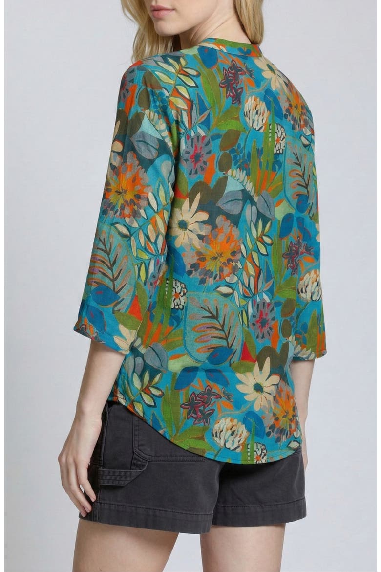 Mixed Stripe Mandarin Collar Button-Up Shirt, Alternate, color, GREEN MULTI