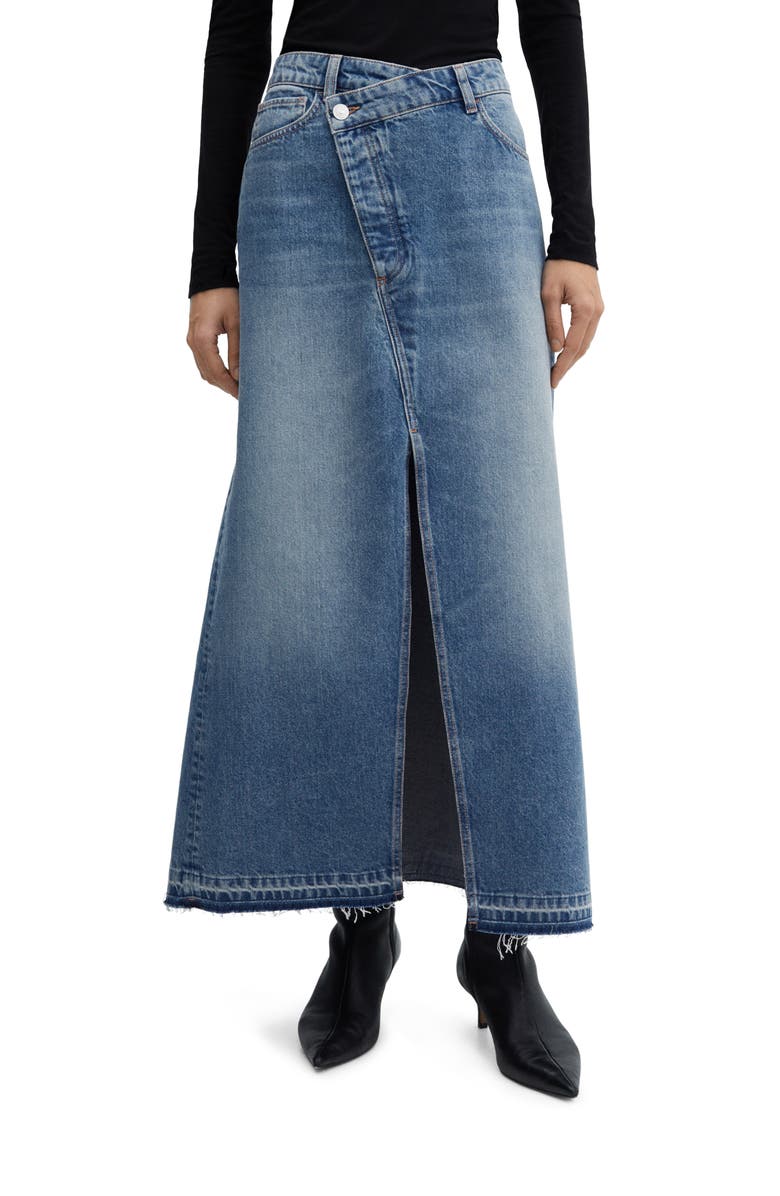 MANGO Falda Mermaid Denim Maxi Skirt, Main, color,