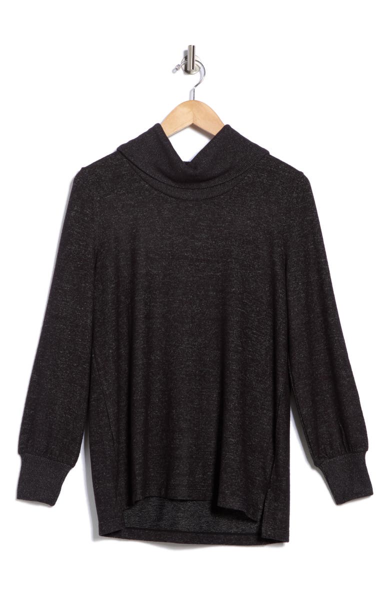 matty m. Cowl Neck Long Sleeve Knit Top, Alternate, color, Heather Black