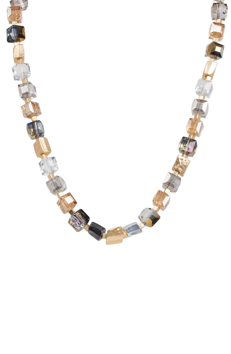 SAACHI Faceted Beaded & Stone Necklace, Main, color, Gold