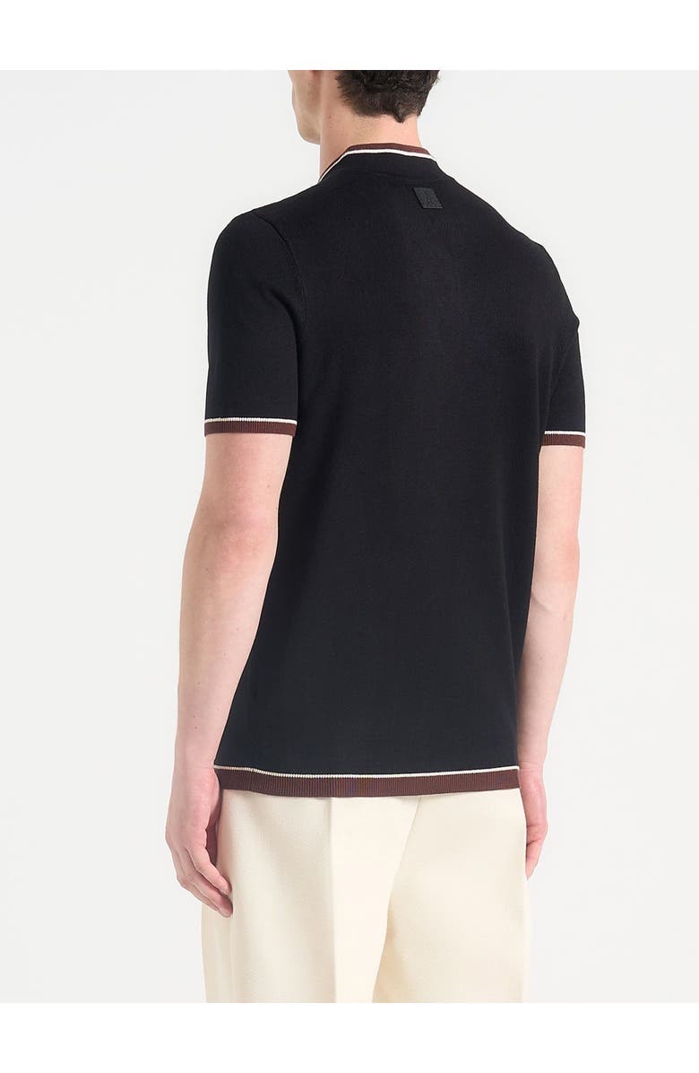 Manière De Voir Clement Crew Neck Zip Polo Shirt, Alternate, color, Black
