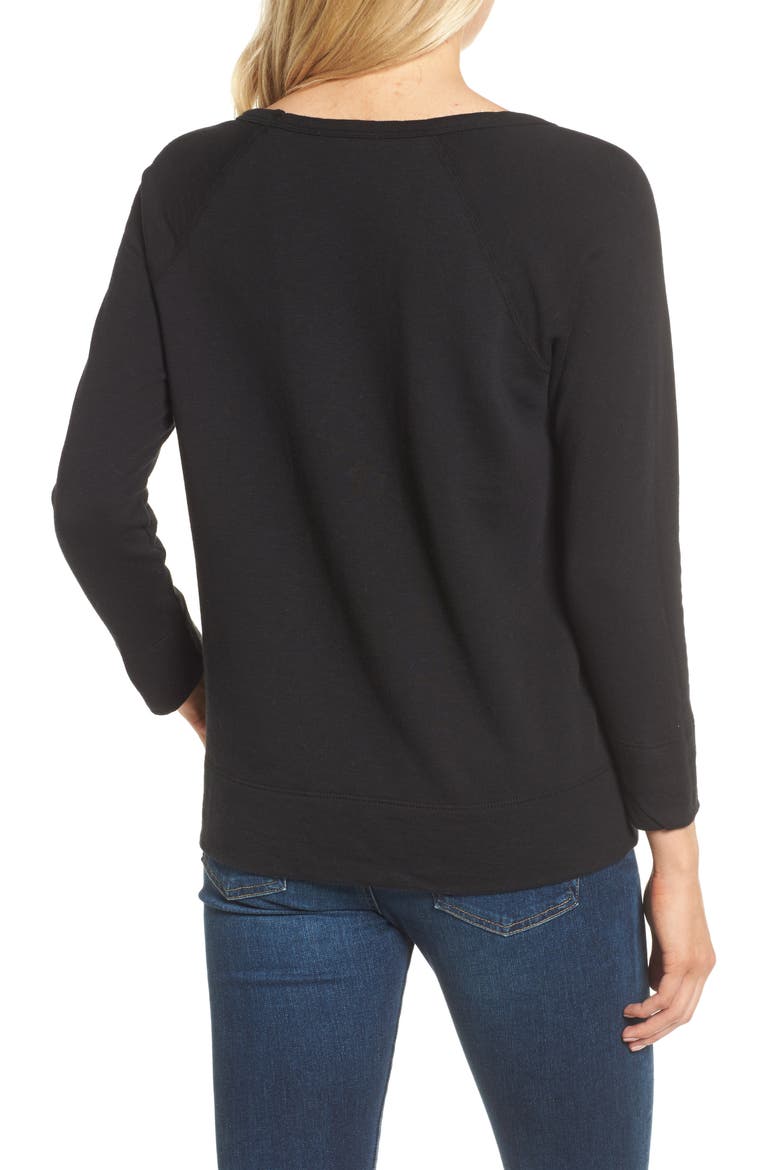 'Vintage' Cotton Raglan Pullover, Alternate, color, BLACK