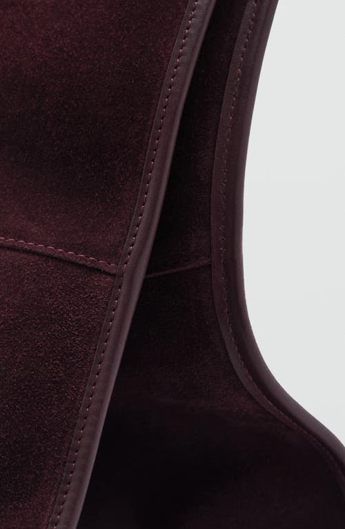 Mango Leather Shopper Bag In Burgundy