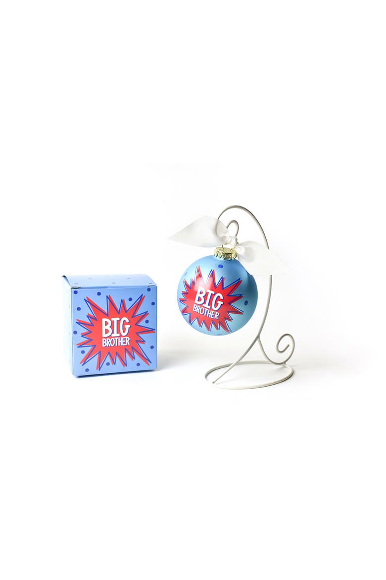 Bam Big Brother Glass Ornament with White Stand, Main, color, Blue