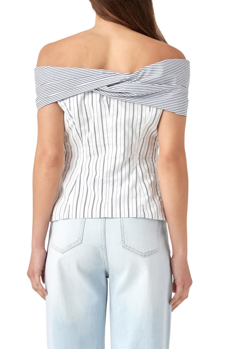 Stripe Off the Shoulder Blouse, Alternate, color, WHITE/ NAVY
