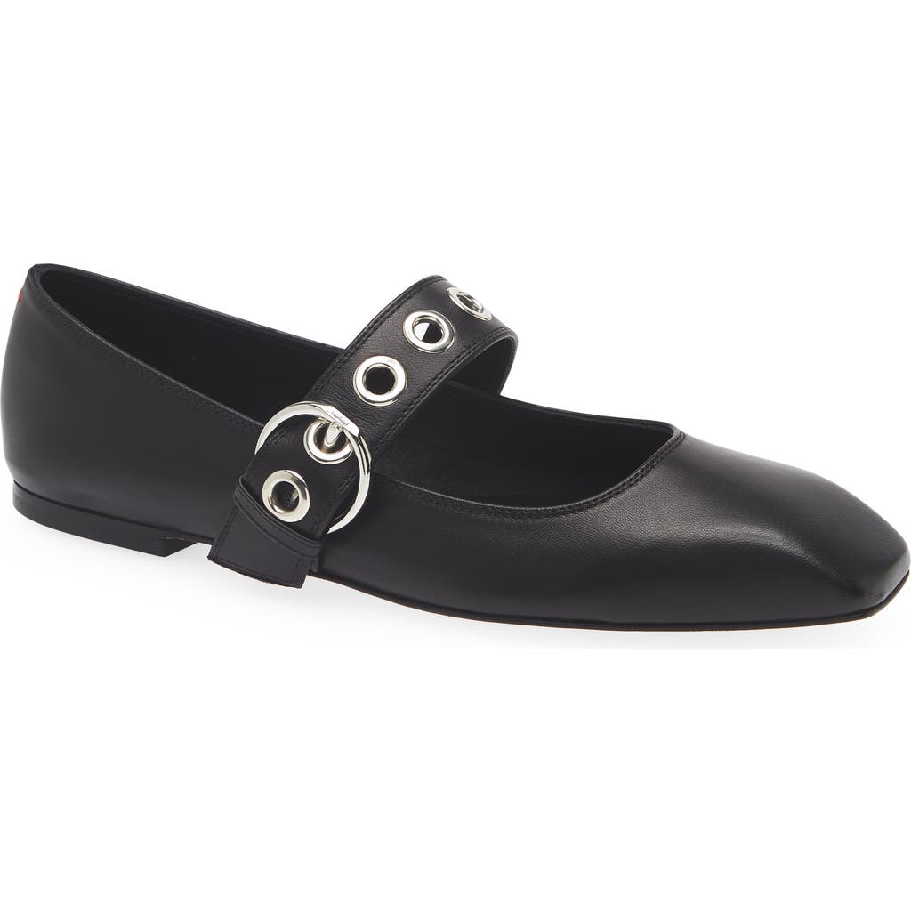 Aeyde Nappa Leather Flats With Circular Hardware Detail In Black