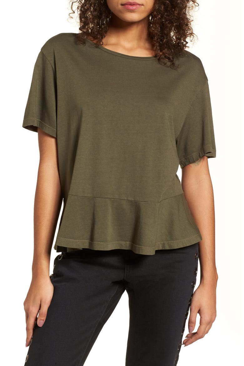 Peplum Tee, Main, color, OLIVE SARMA