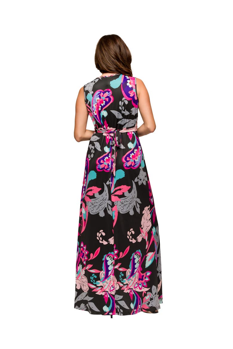 Maternity V-Neck Empire Waist Sleeveless Maxi Dress, Alternate, color, Black Multi