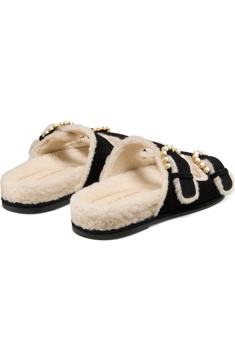 Stuart Weitzman Piper Genuine Shearling Slide Sandal, Alternate, color, Black/ Natural