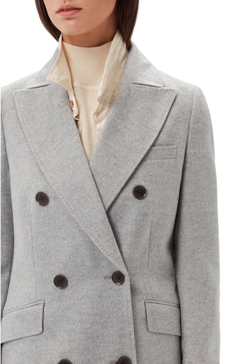 GOBI Mongolian Cashmere Cashmere Peak Lapel Long Coat, Alternate, color, Vapor Blue