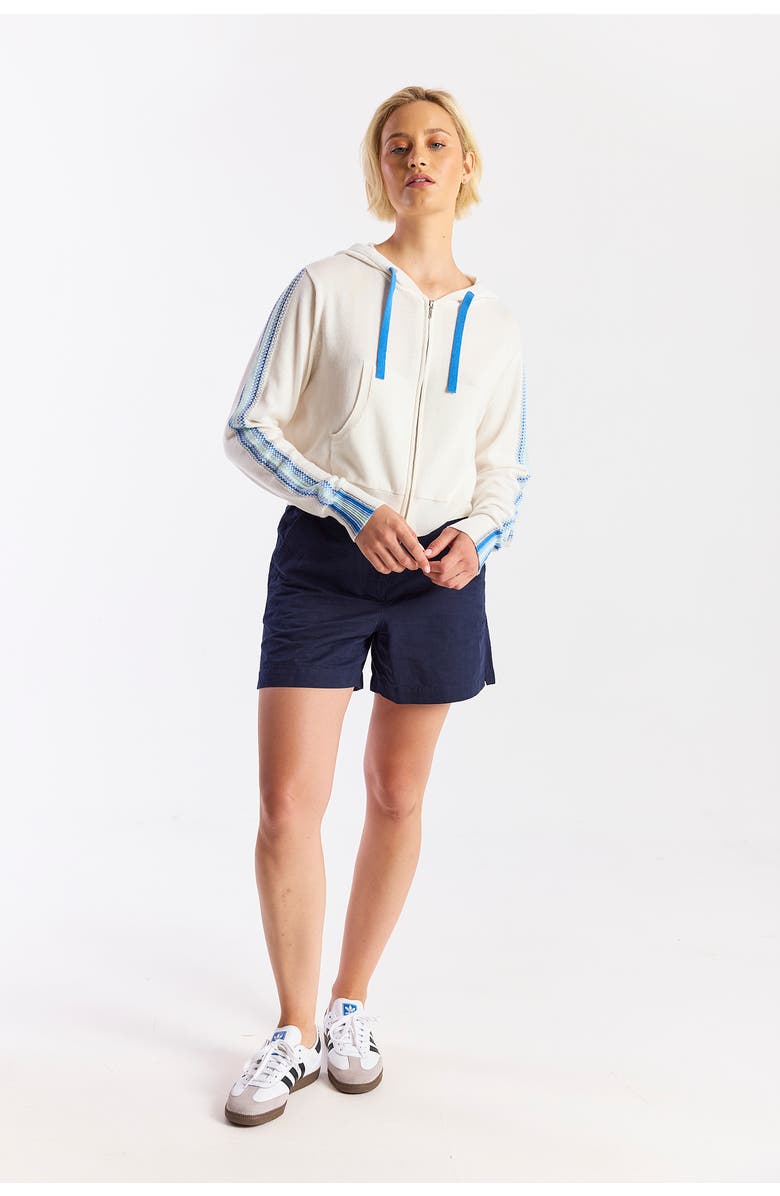 WISPR Geo Sleeve Cropped Hoodie, Alternate, color, Ivory/Azul