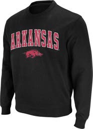 COLOSSEUM Men's Colosseum Black Arkansas Razorbacks Arch & Logo Crew Neck Sweatshirt