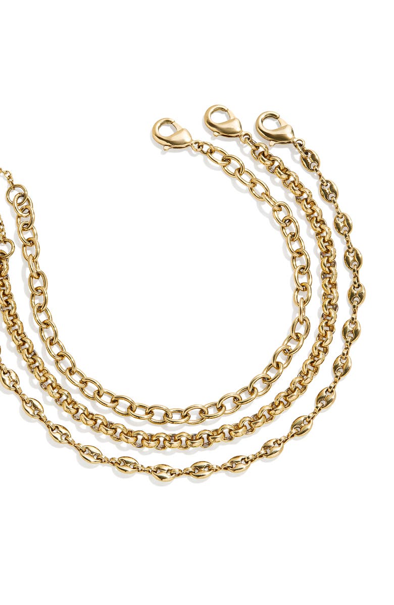 BaubleBar Emmy Set of 3 Waterproof Bracelets, Alternate, color, Gold