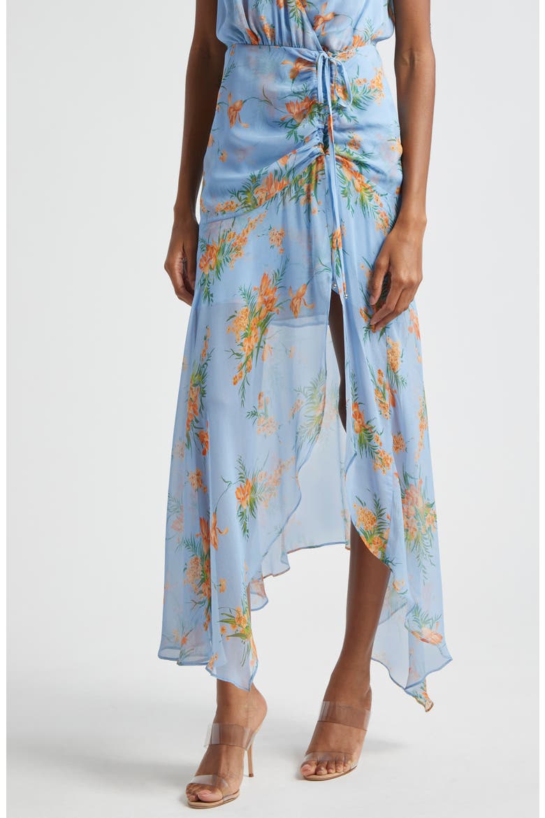Dovima Floral Print Sleeveless Silk Dress, Alternate, color, BLUE OASIS MULTI