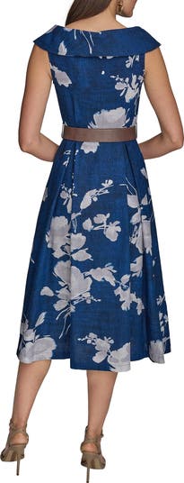 【Donna Karan New York】Linen-Blend Floral Midi Dress Donna Karan New York Floral Linen Blend Midi Dress | Nordstrom