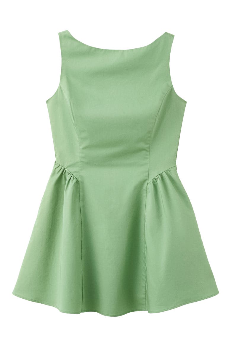 Sleeveless Scoop Back Fit & Flare Cotton Minidress, Alternate, color, GREEN
