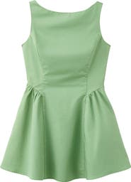 MANGO Sleeveless Scoop Back Fit & Flare Cotton Minidress