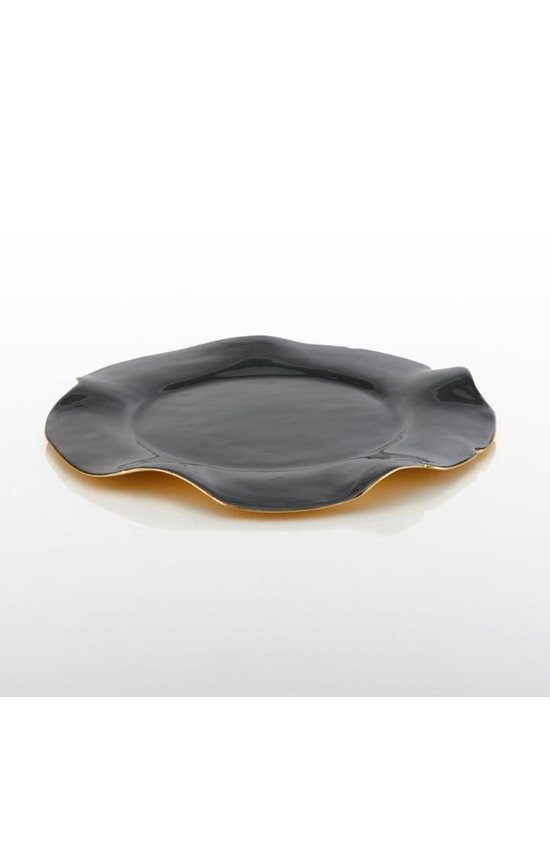 Lunares Ruffled Graphite Plate, Main, color, Gold