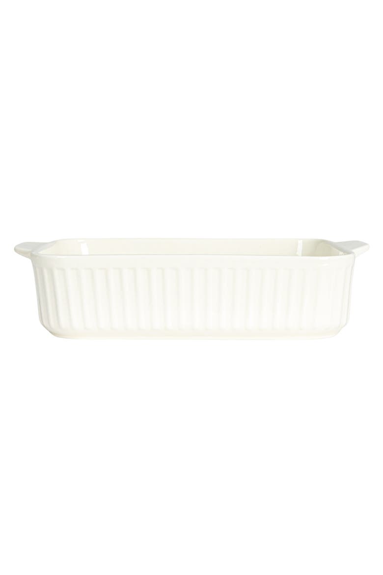 Stoneware Baker with "Good Food Comes To Those Who Bake It ", White, Alternate, color, White