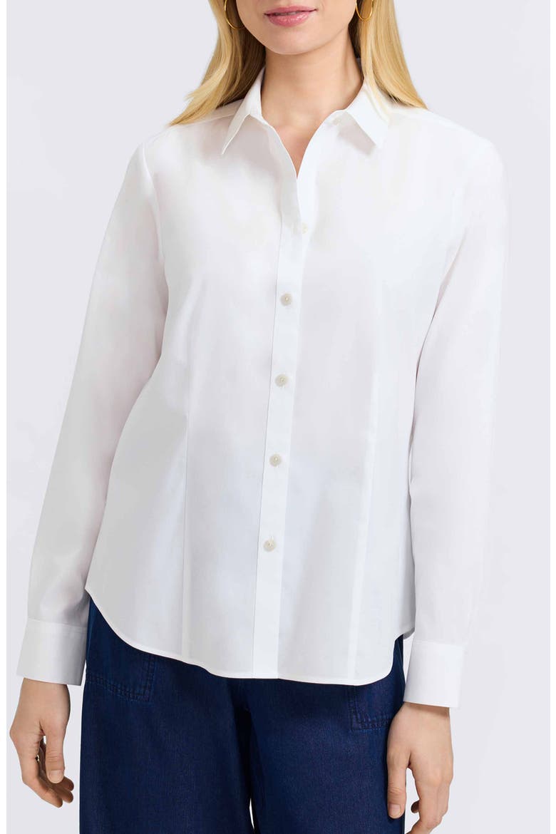 June Stretch Cotton Blend Button-Up Shirt, Main, color, WHITE