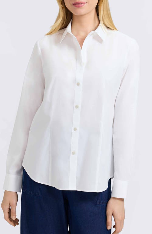 Foxcroft June Stretch Cotton Blend Button-up Shirt In White