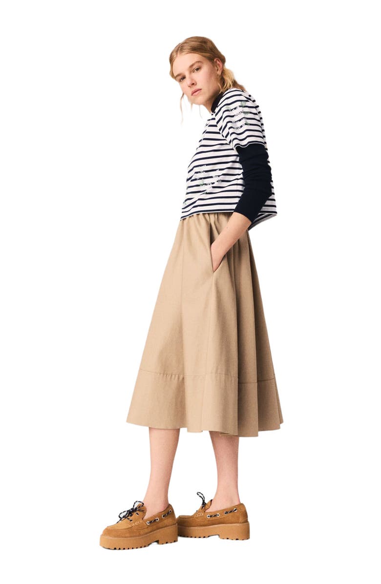 maje Striped rhinestone flower T-shirt, Alternate, color, White